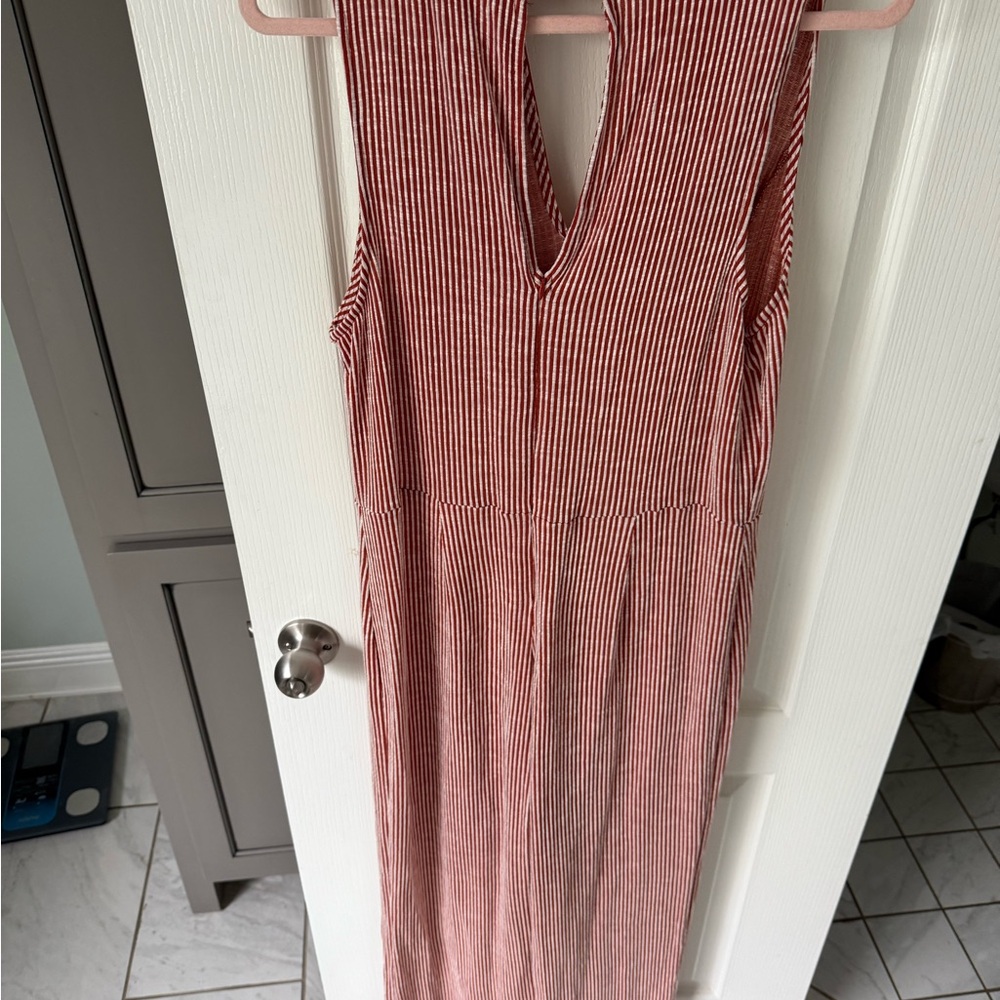 Red and White Striped Romper